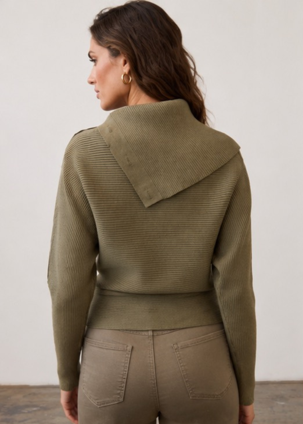 Olive Envelope Collar Sweater by French Dressing Jeans