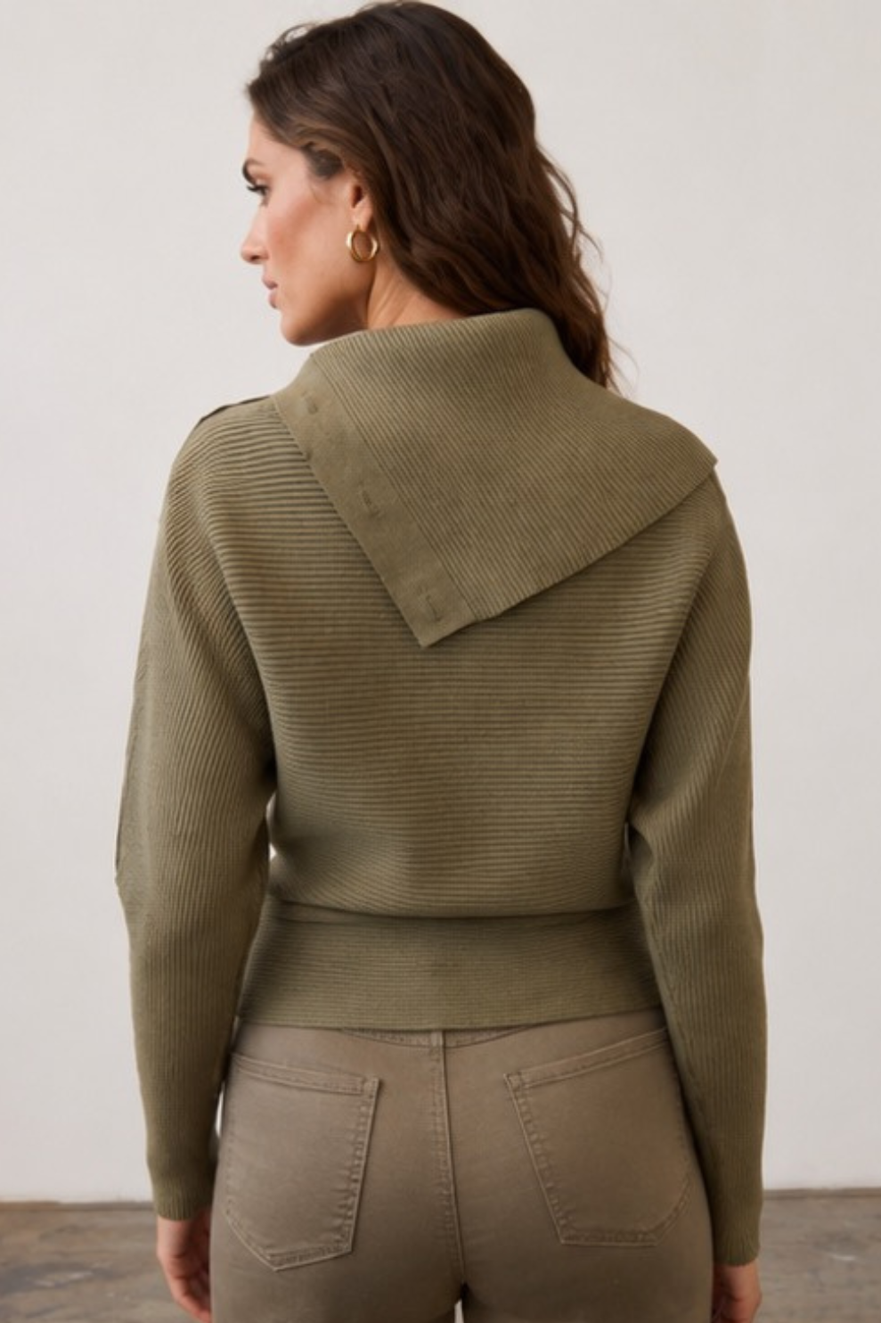Olive Envelope Collar Sweater by French Dressing Jeans