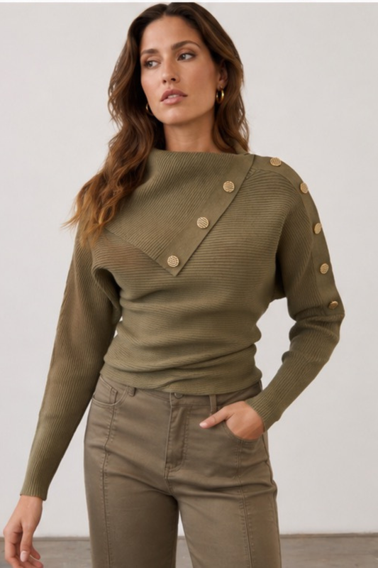 Olive Envelope Collar Sweater by French Dressing Jeans