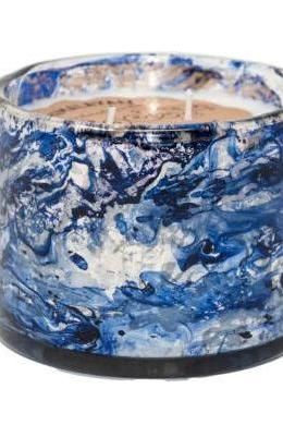 Wind Blown Blue Glass Tumbler in Tobacco Bark by Himalayan Trading