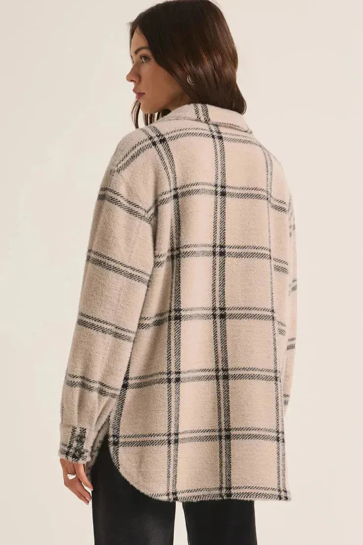 Plaid Tucker Shirt Jacket in Crystal Grey by Z Supply