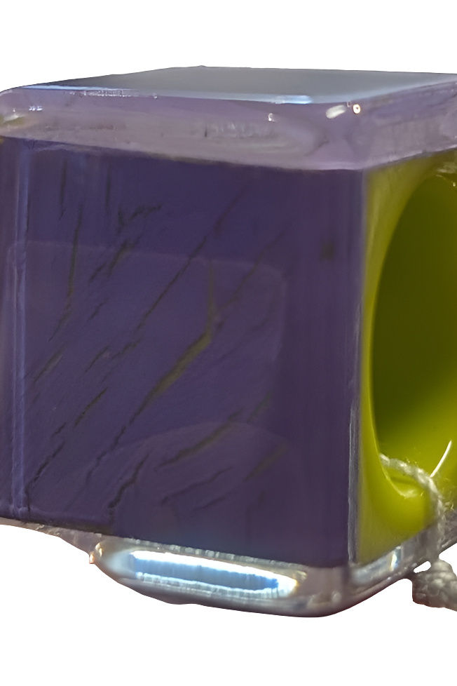 Bliss Square Resin Bead in Purple and Yellow by Zsiska