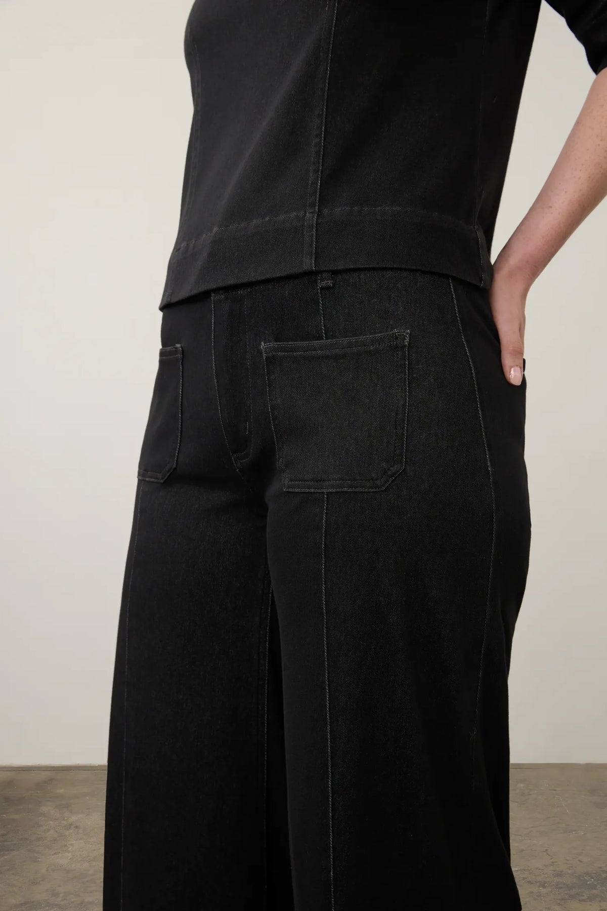Wide Leg Denim Pant in Carbon Black by French Dressing Jeans