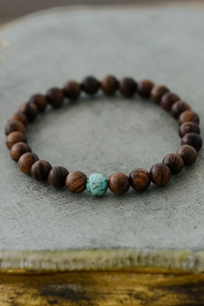 'Earthy Elegance" Bracelet in Wood/Turquoise by Wild Abandon