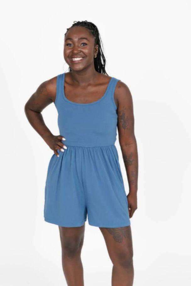 Camille Shorty Romper in Stellar Blue by Smash and Tess