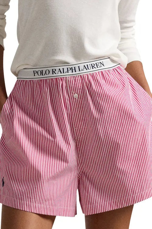 Polo Ralph Lauren Logo Boxer for Women in College Pink Stripe