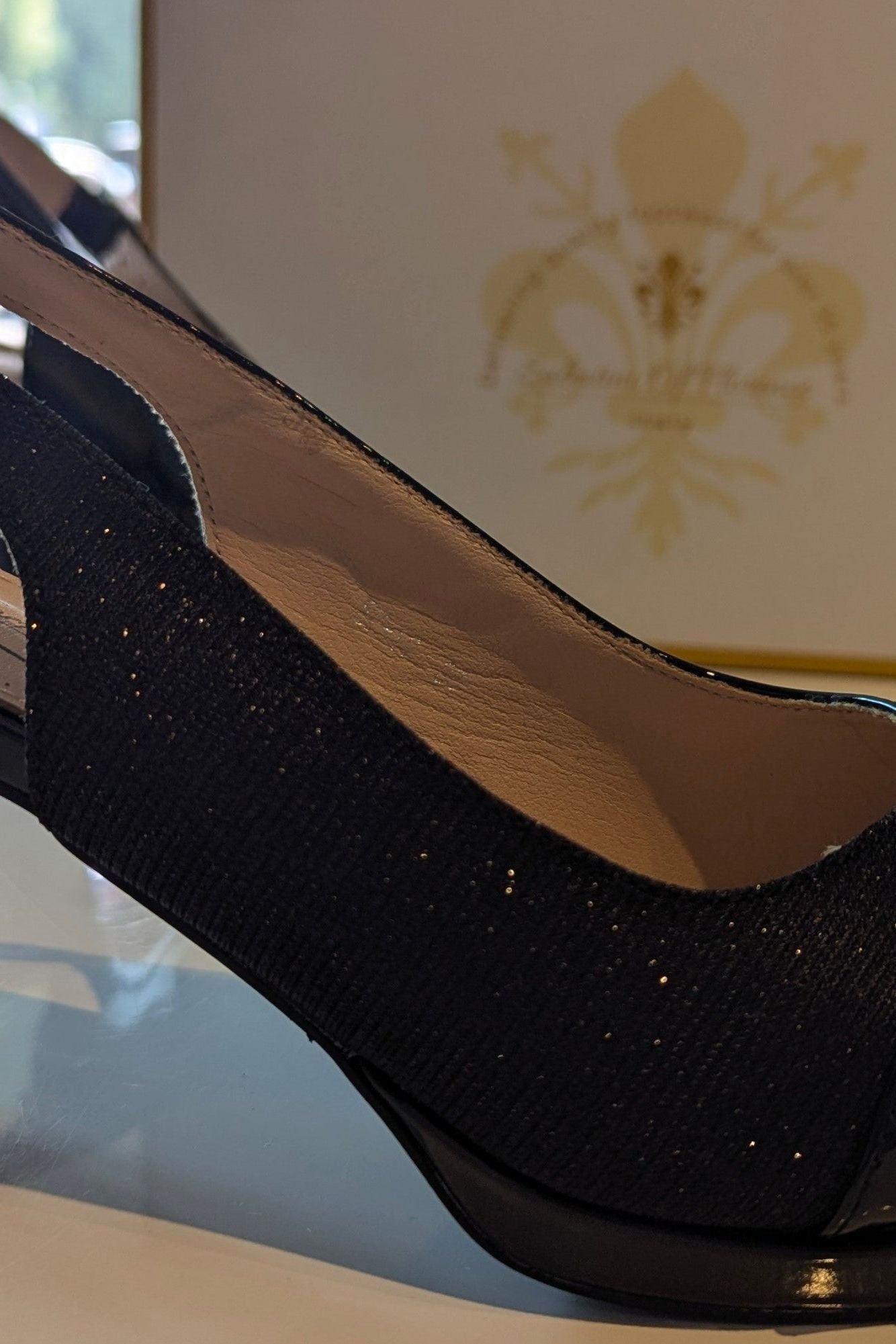 Women's Black Slingback with Shimmer by Sabatini of Florence Italy
