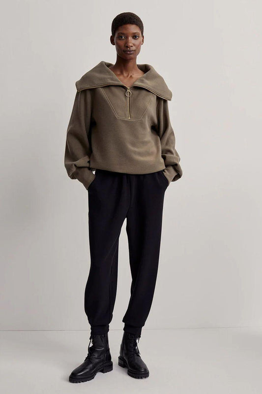 Vine Half Zip Pullover Sweater in Stone Olive by Varley UK