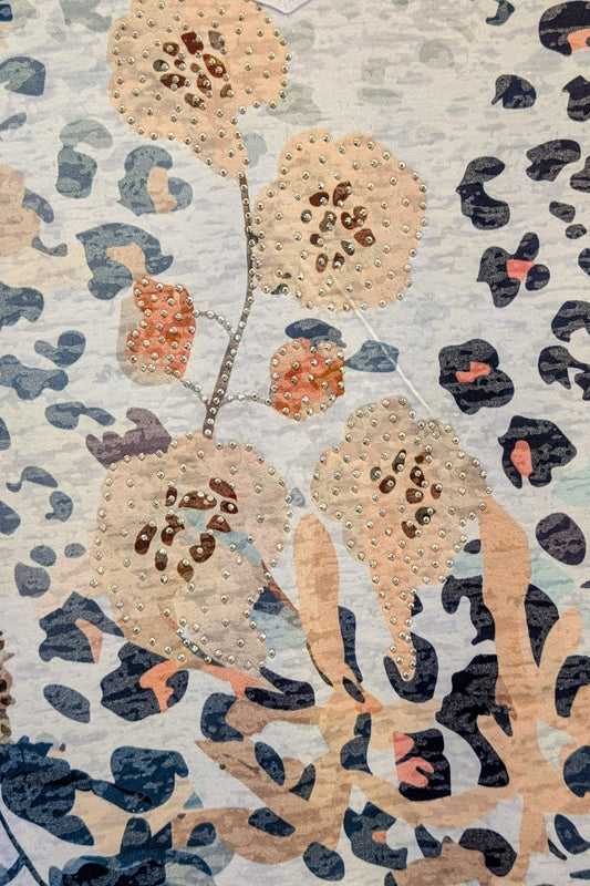 Sparkle Floral Mix 3/4 Sleeve V-Neck Top