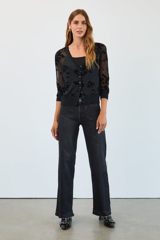 Women's 2 Piece Tank and Sheer Cardigan in Black by French Dressing Jeans