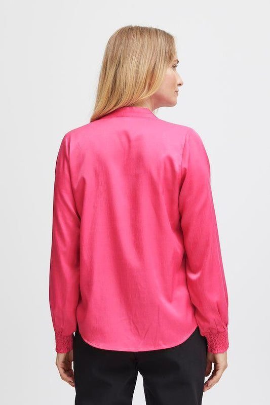 Very Berry or White Long Sleeve V Neck Textured Blouse by Fransa