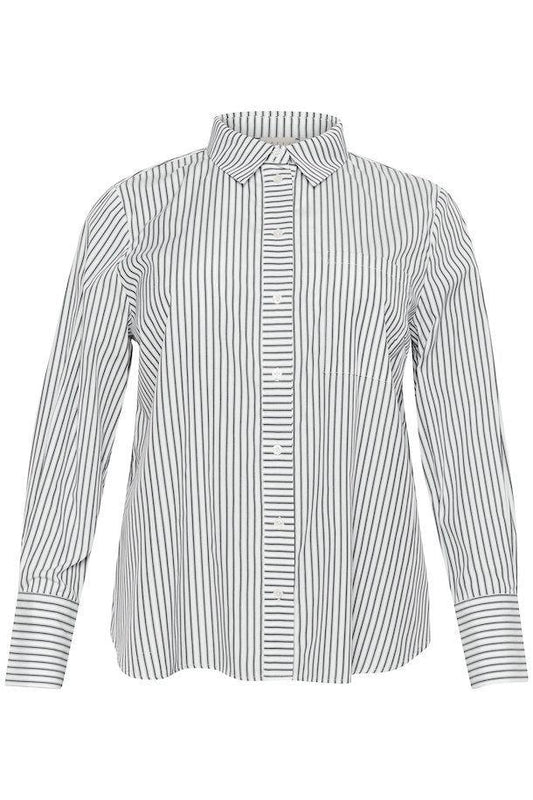 Lightweight Summer Striped Shirt – Relaxed Fit Cotton Blend Button-Up for Women Sizes 12 - 18 Kaffe Curve