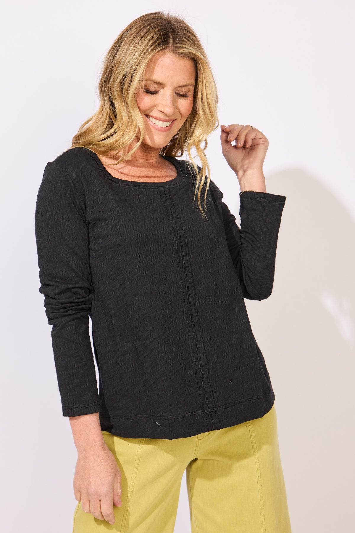 Women's Stay Centered Peruvian Cotton Tee in Black or Volcano - Escape by Habitat Clothes