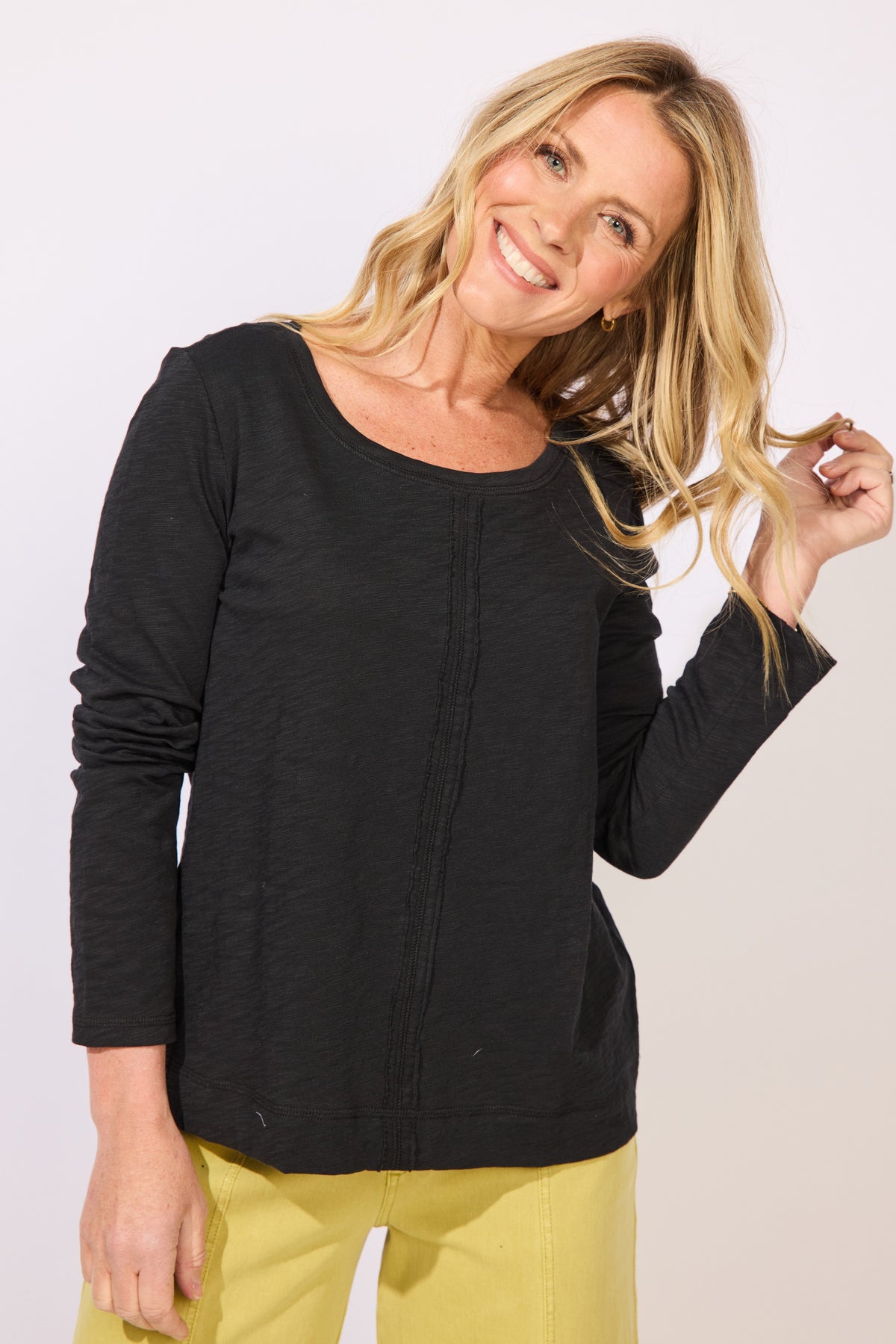 Women's Stay Centered Peruvian Cotton Tee in Black or Volcano - Escape by Habitat Clothes