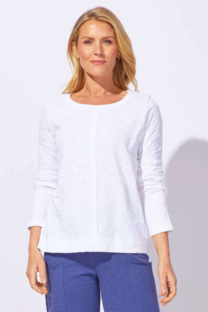 Stay Centred Long Sleeve Top in White  100% Peruvian Cotton - Escape by Habitat