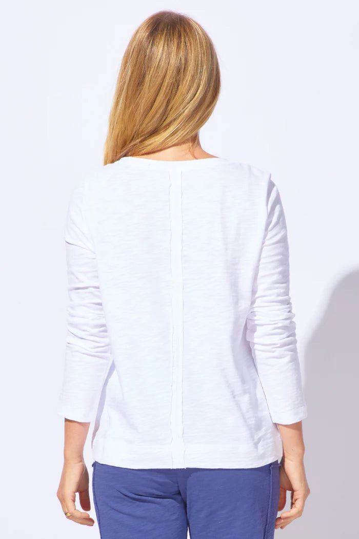 Stay Centred Long Sleeve Top in White  100% Peruvian Cotton - Escape by Habitat