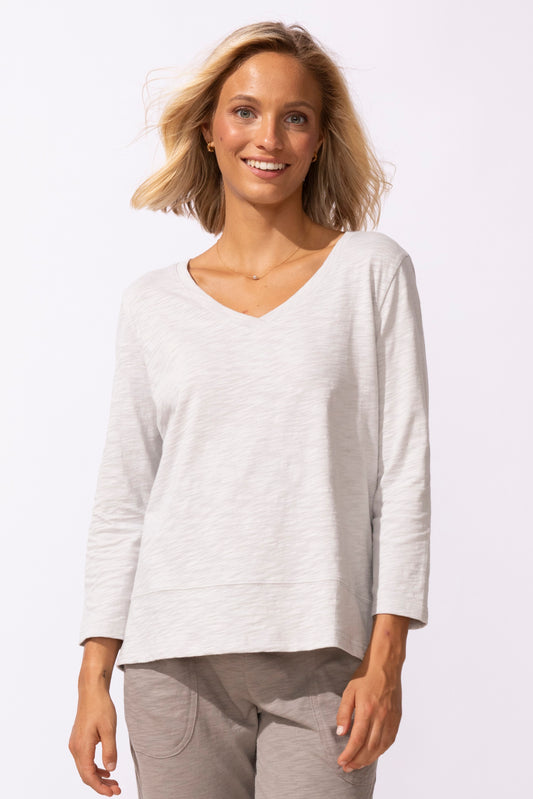 Easy Long Sleeve V Tee (Dune) - Escape by Habitat Clothing