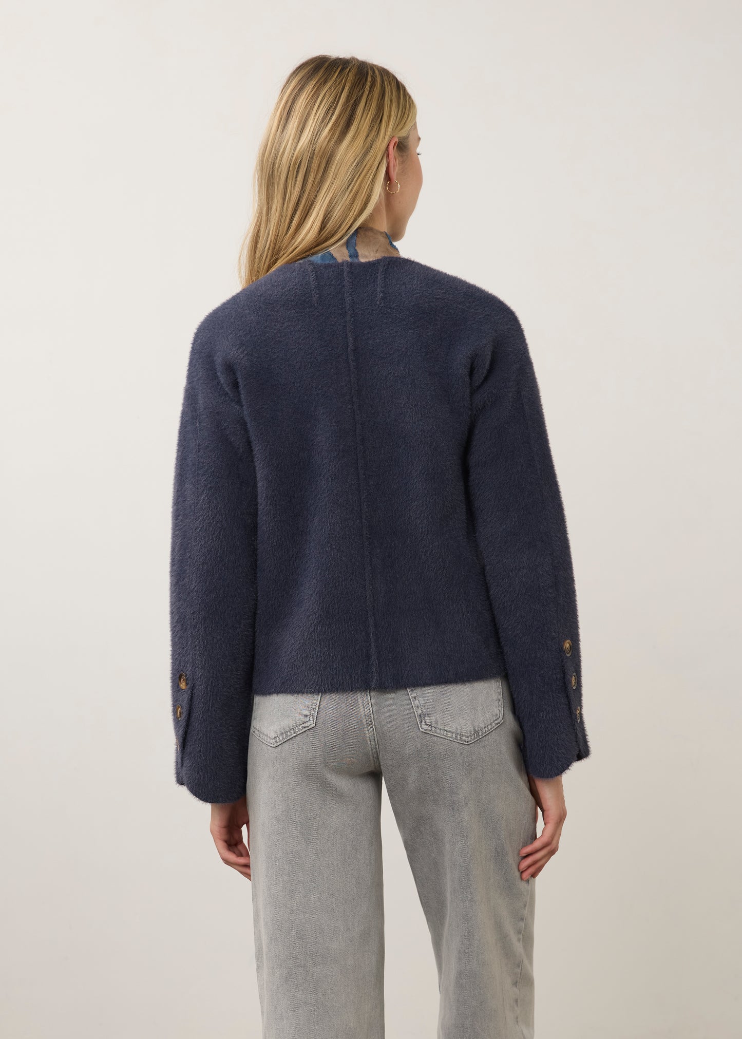 Women's Collarless Knit Sweater Jacket in Storm Cloud by French Dressing Jeans