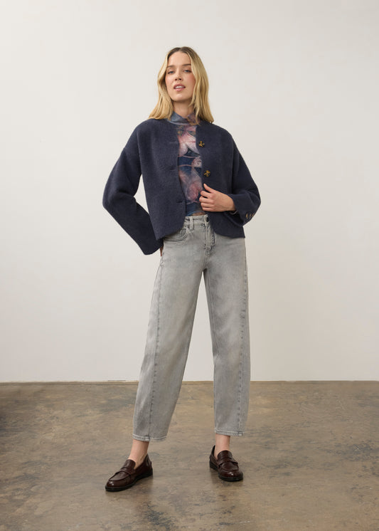 Women's Collarless Knit Sweater Jacket in Storm Cloud by French Dressing Jeans