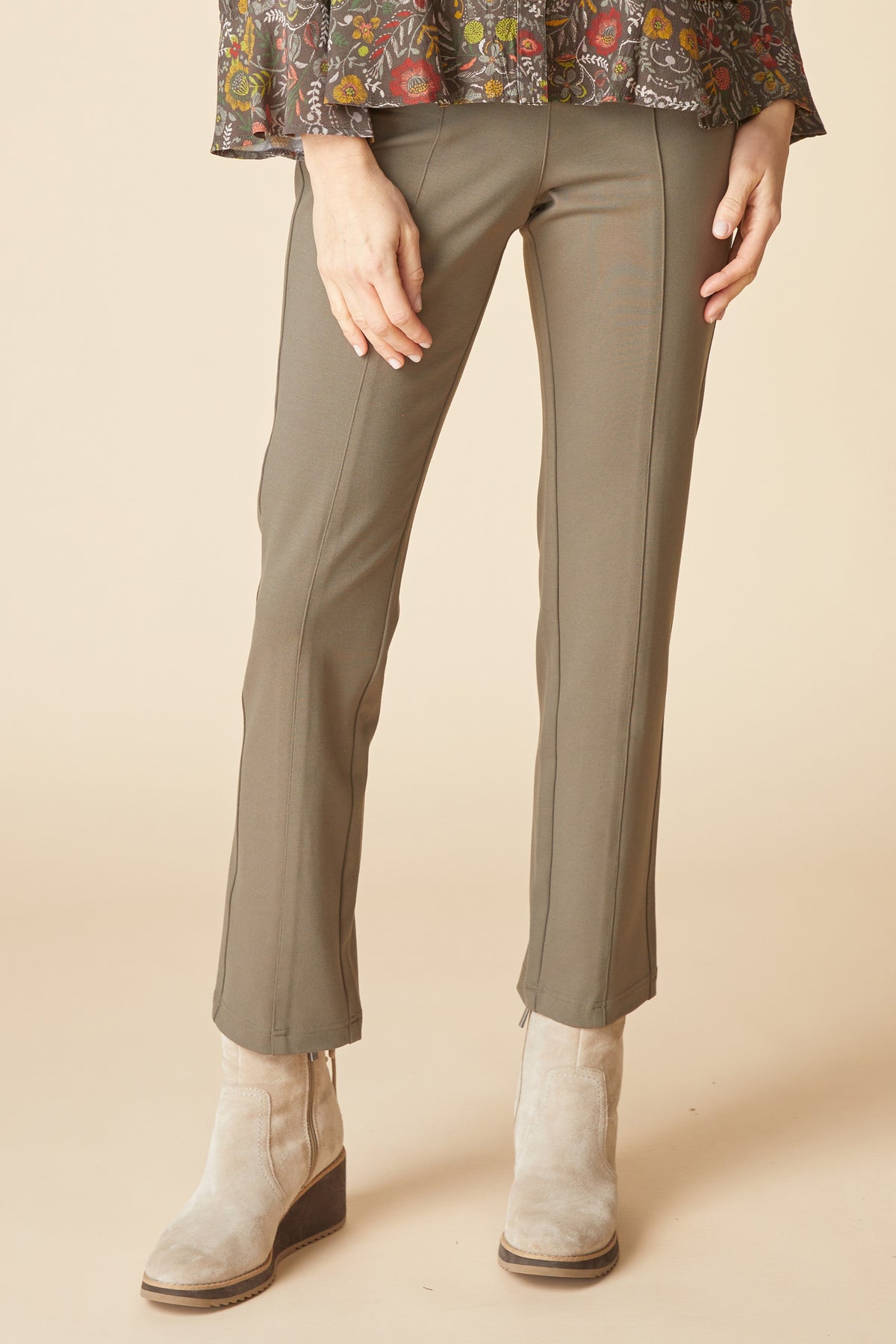 Women's Seamed Pocket Pant in Umber Green by Habitat Clothing