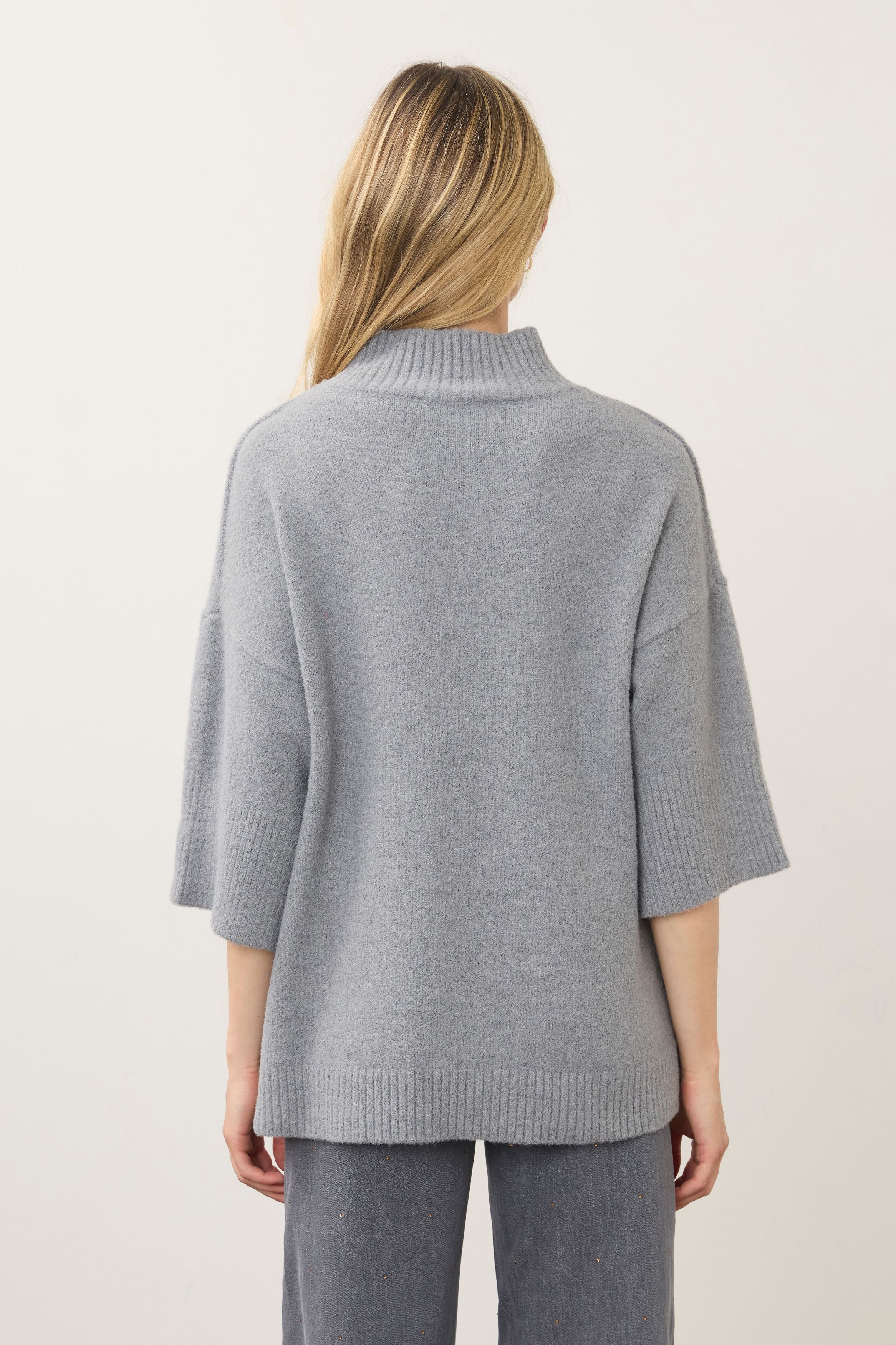 Women's Cozy Mock Neck Sweater in Storm Grey by French Dressing