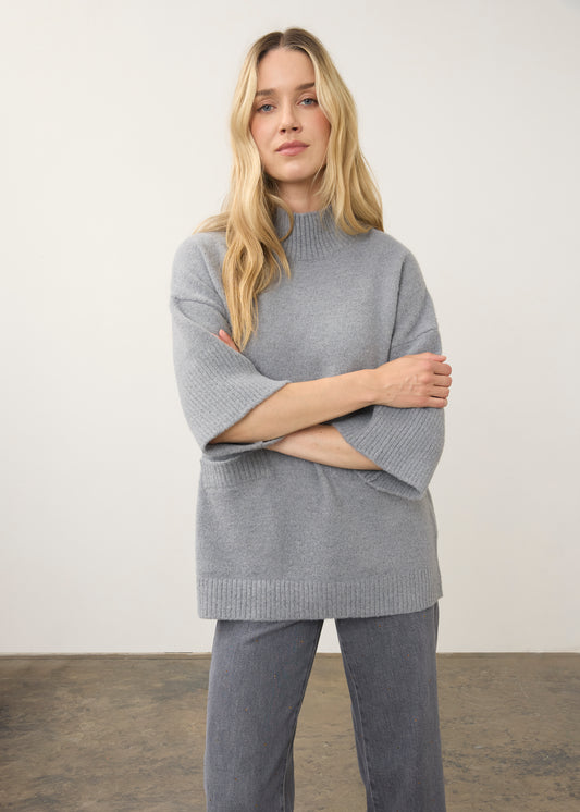 Women's Cozy Mock Neck Sweater in Storm Grey by French Dressing Jeans