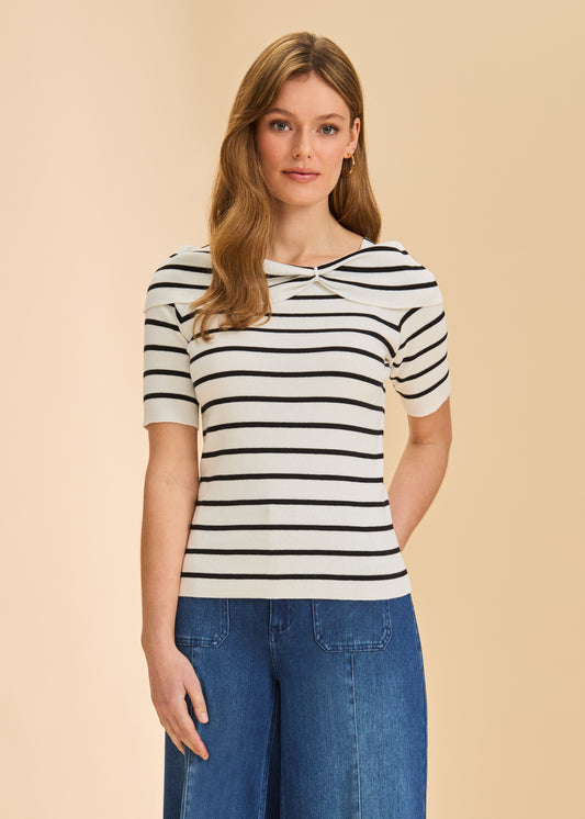 Women's Boat Neck Coastal Stripe Top by French Dressing Jeans