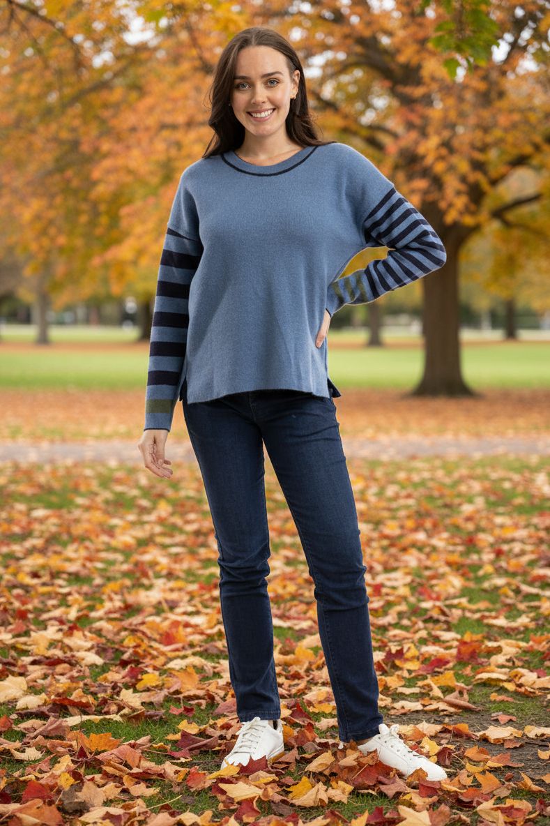 Women's Reversible Knit Crew Neck Sweater by Orientique Naturally Australian