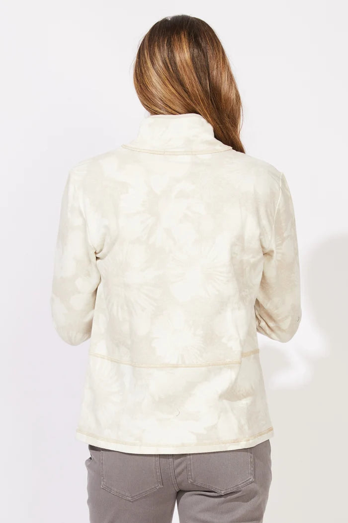 Fireside Floral Quarter Zip Pullover in Pearl Print by Escape by Habitat Clothing
