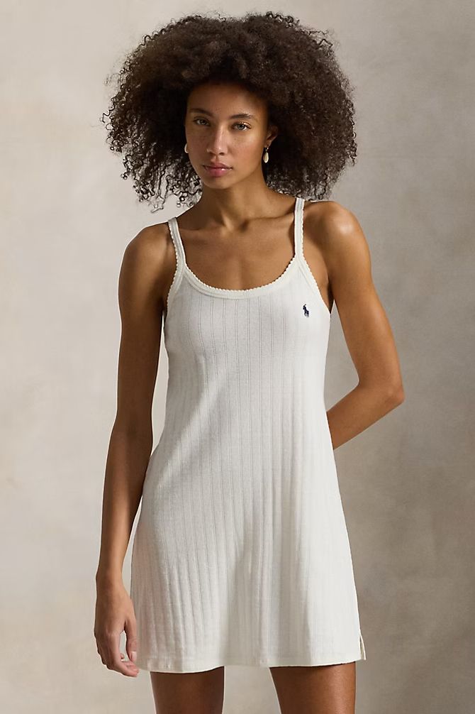 Embroidered Cami in Egret by Polo Ralph Lauren