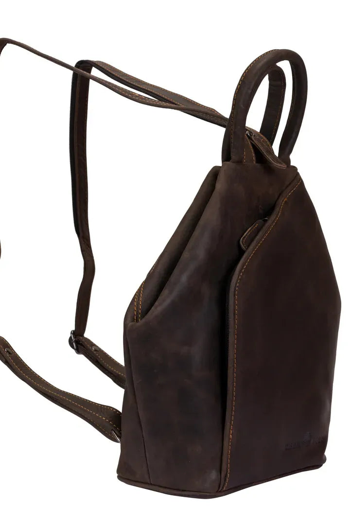 Leather Rucksack Backpack Zoe Bag by Greenwood Leather in Brown (dark) or Sandal (light)