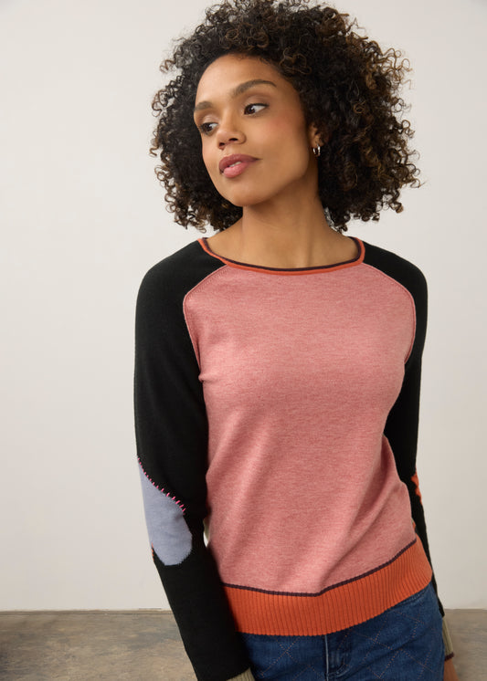 Colourblock Knit Top – Pink Mauve Mix by French Dressing Jeans