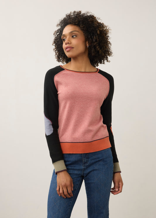 Colourblock Knit Top – Pink Mauve Mix by French Dressing Jeans