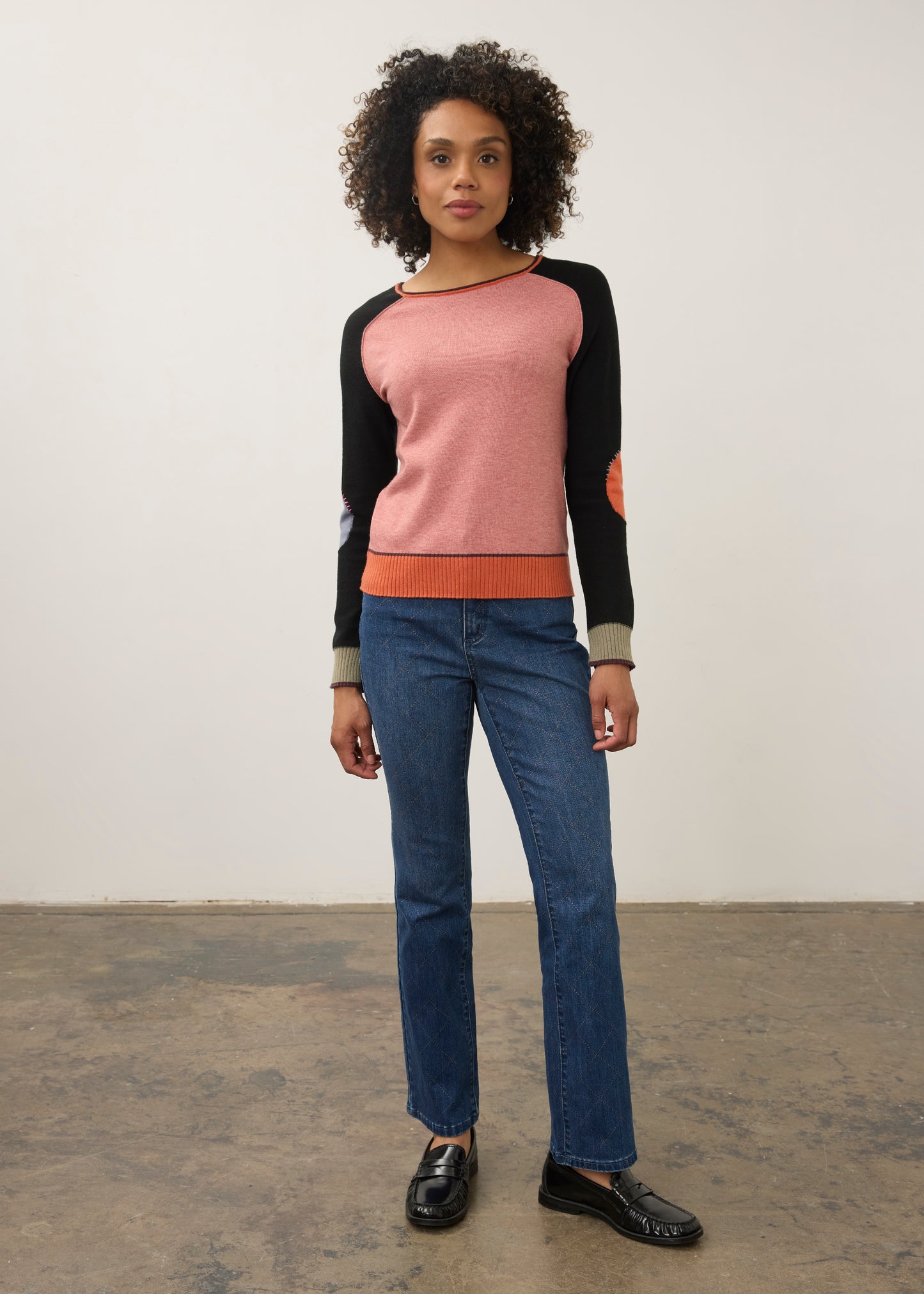 Colourblock Knit Top – Pink Mauve Mix by French Dressing Jeans