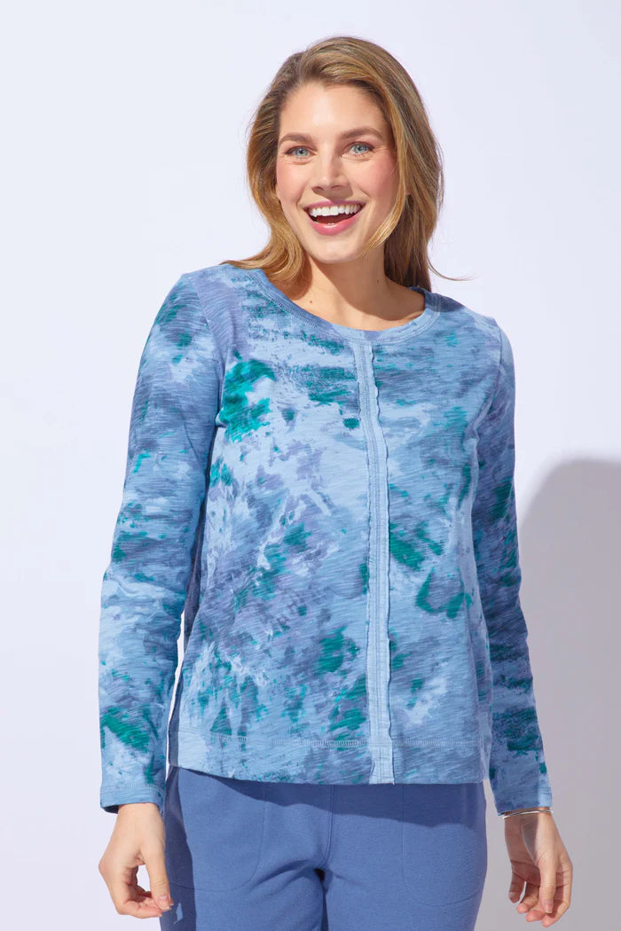 Women's Long Sleeve Top in Mineral Dyed Indigo 100% Peruvian Cotton - Escape by Habitat