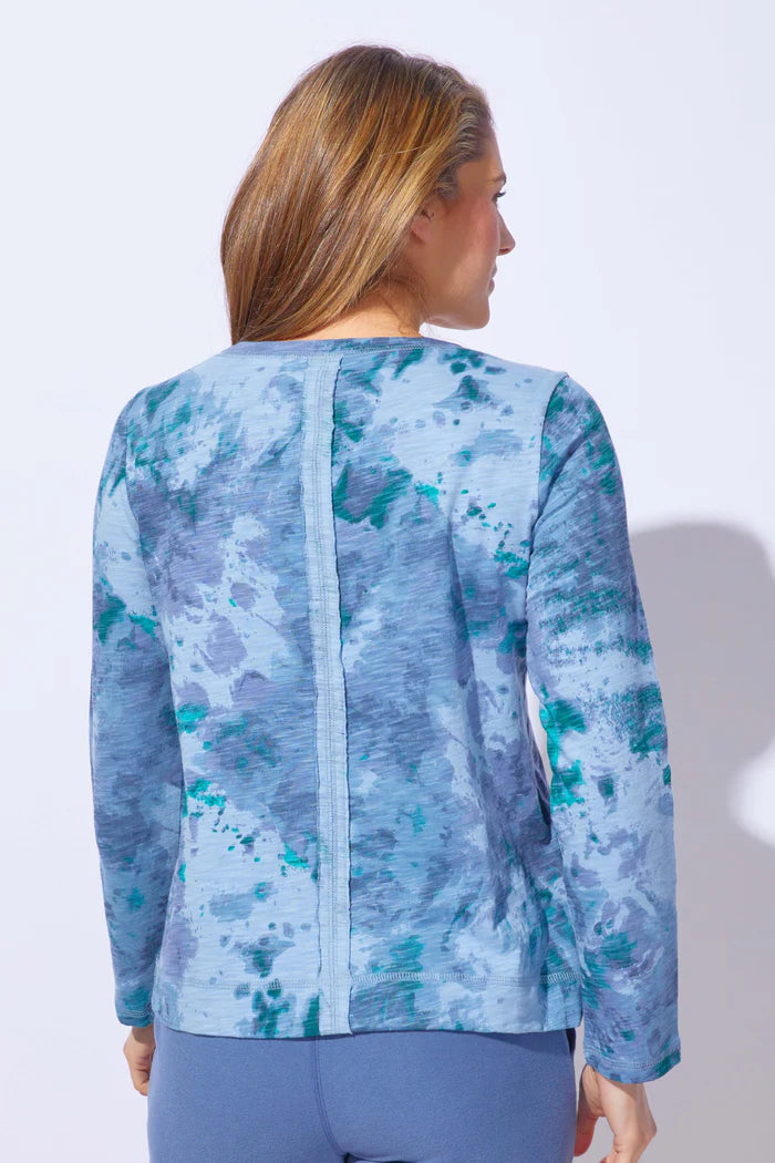 Women's Long Sleeve Top in Mineral Dyed Indigo 100% Peruvian Cotton - Escape by Habitat