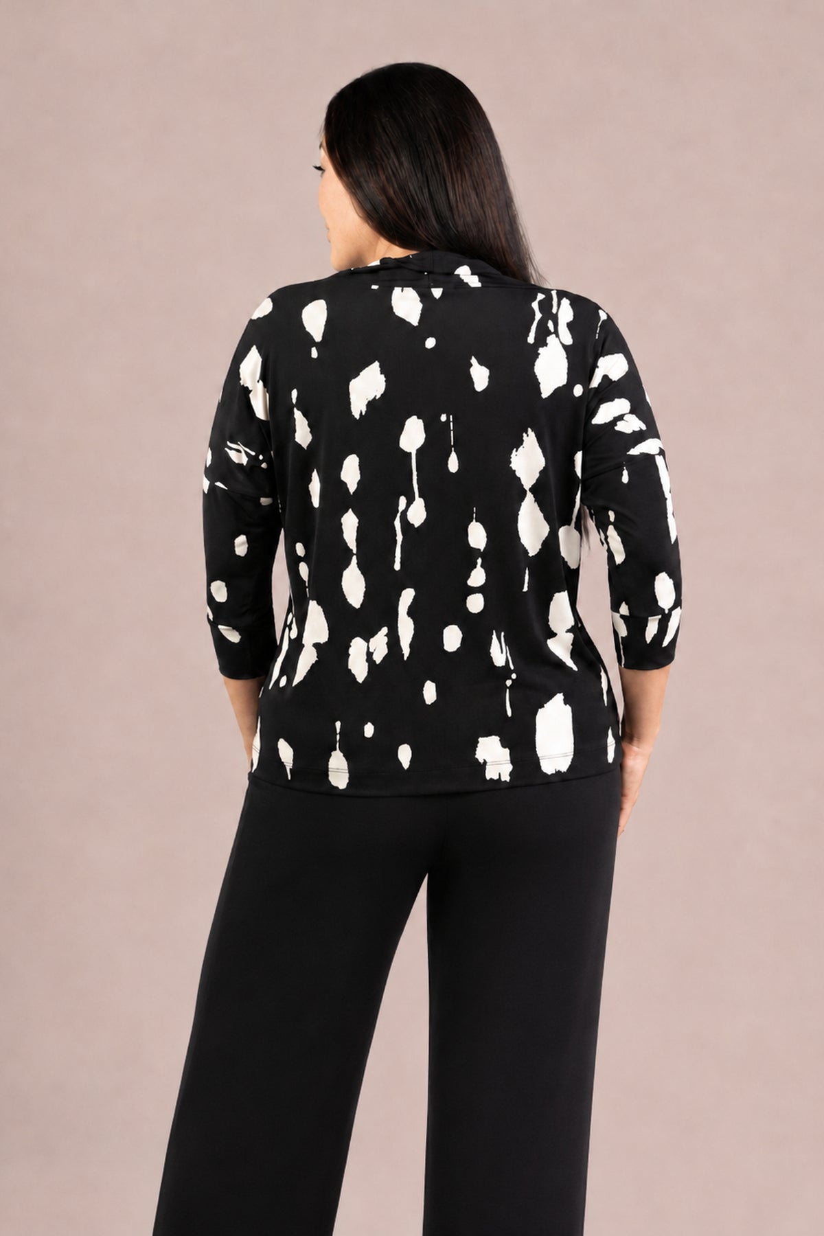 Women's Slouch Neckline Sweatshirt Print in Cashew Splatter by Sympli