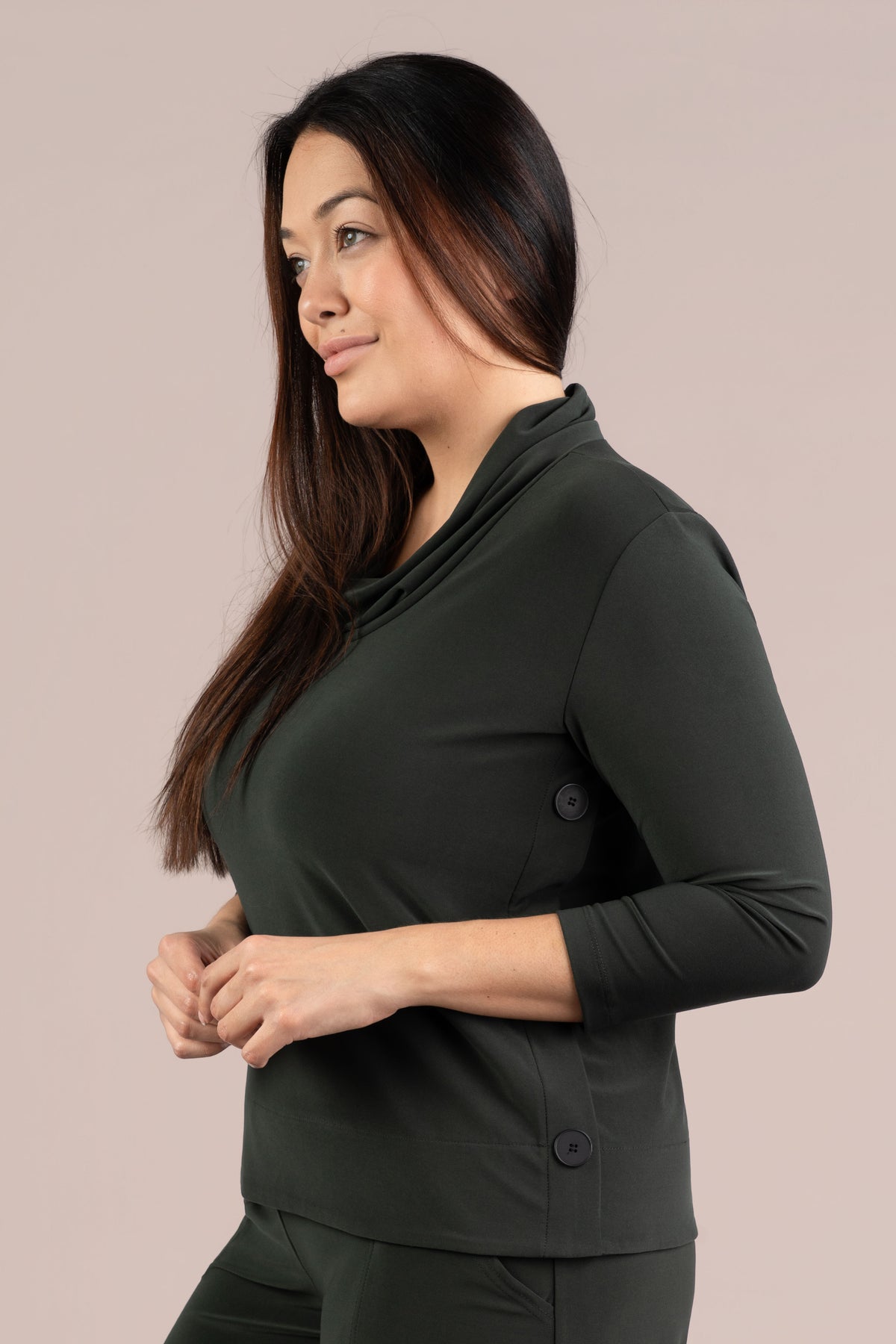 Top it Up 3/4 Sleeve in Juniper Green by Sympli