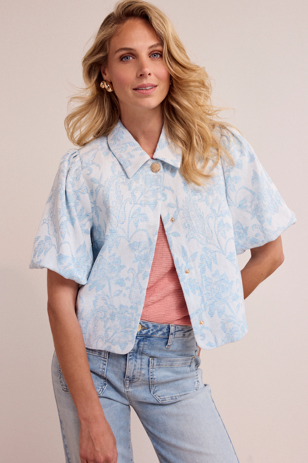 Denim Jacquard Jacket (Light Blue) by Tramontana