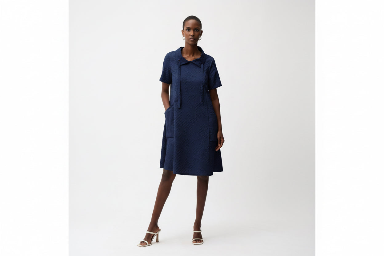 Women's Textured A Line Dress in Midnight Blue by Joseph Ribkoff