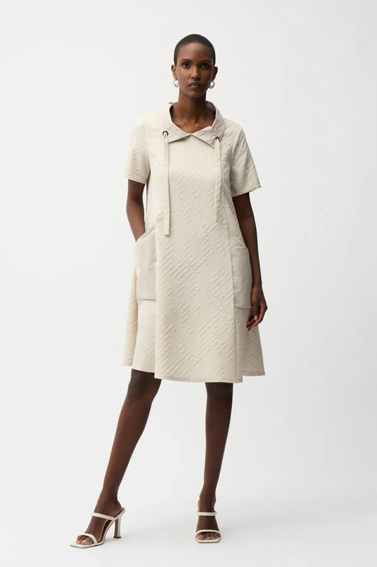 Geometric Textured Jacquard A-Line Dress by Joseph Ribkoff