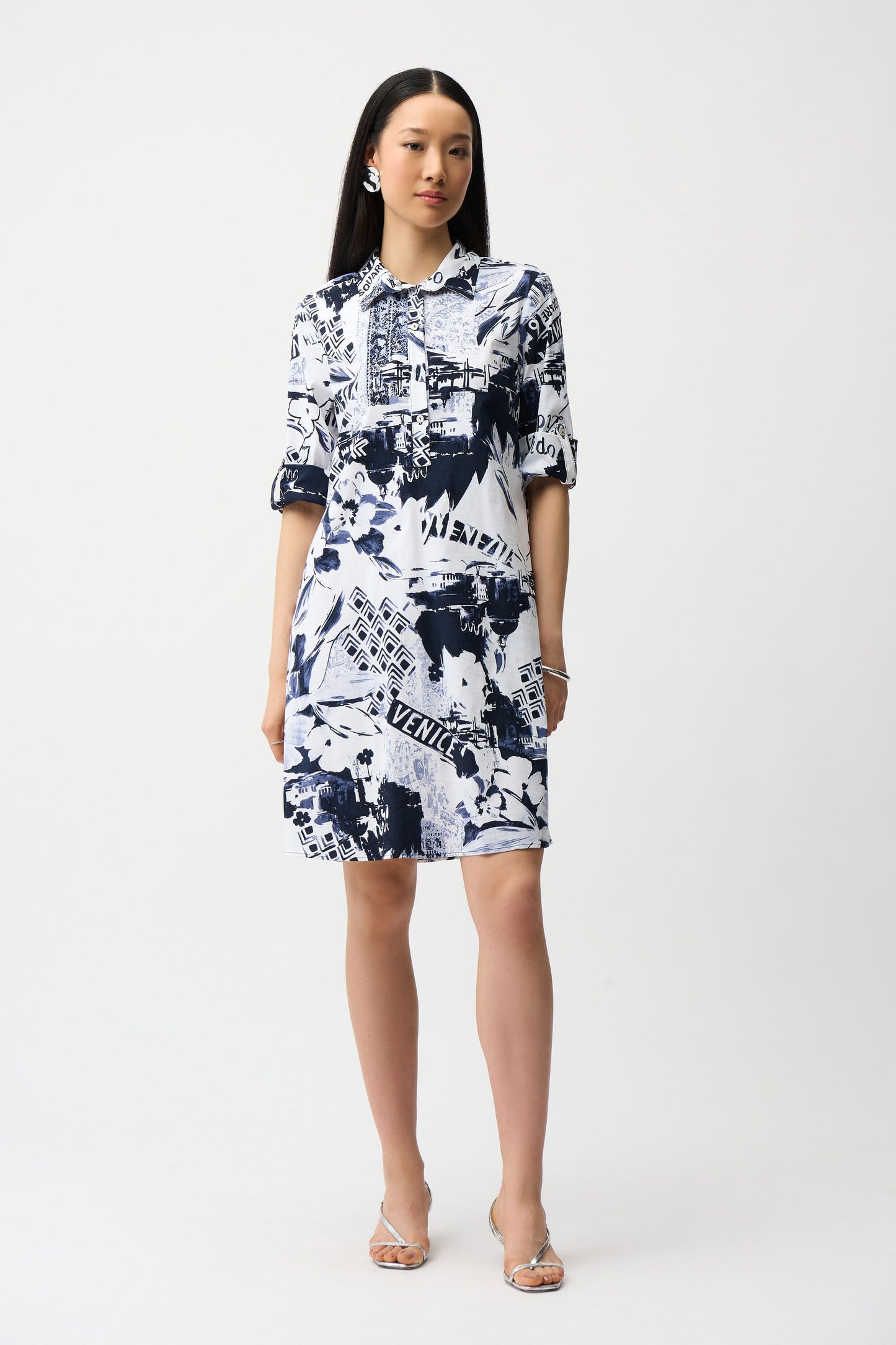 Venice Garden Shirt Dress in Blue by Joseph Ribkoff