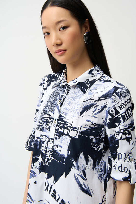 Venice Garden Shirt Dress in Blue by Joseph Ribkoff