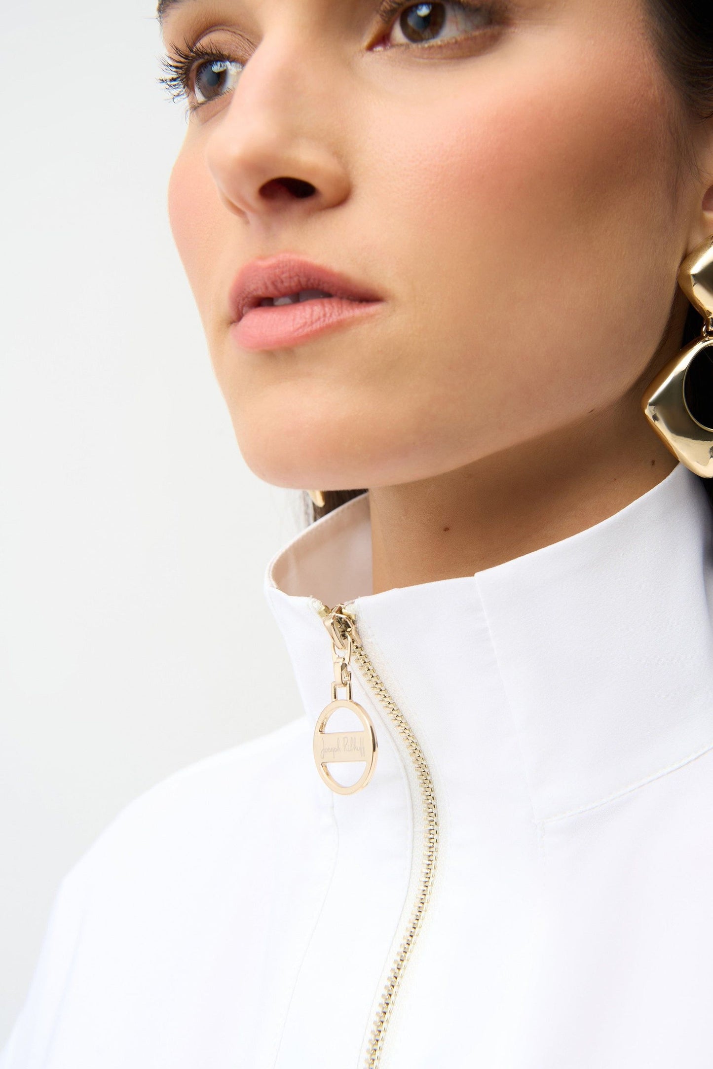 Straight Top With Zipped Neckline in White by Joseph Ribkoff
