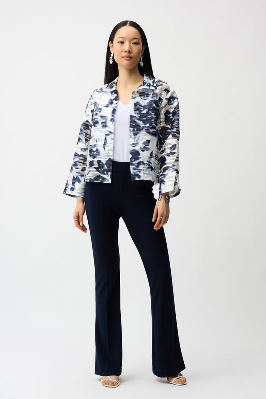 Sheer Floral Trapeze Jacket in Midnight Blue by Joseph Ribkoff
