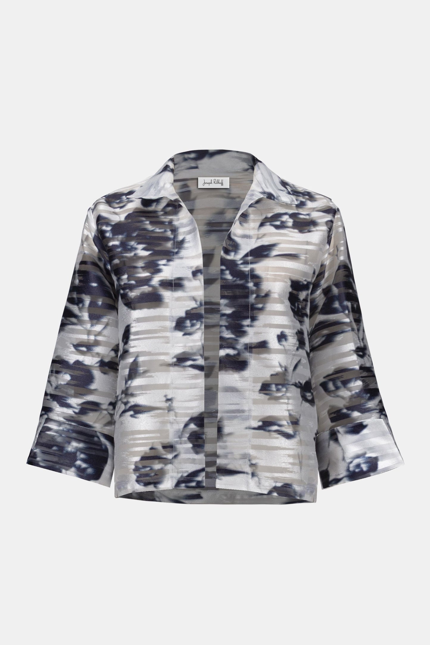 Sheer Floral Trapeze Jacket in Midnight Blue by Joseph Ribkoff