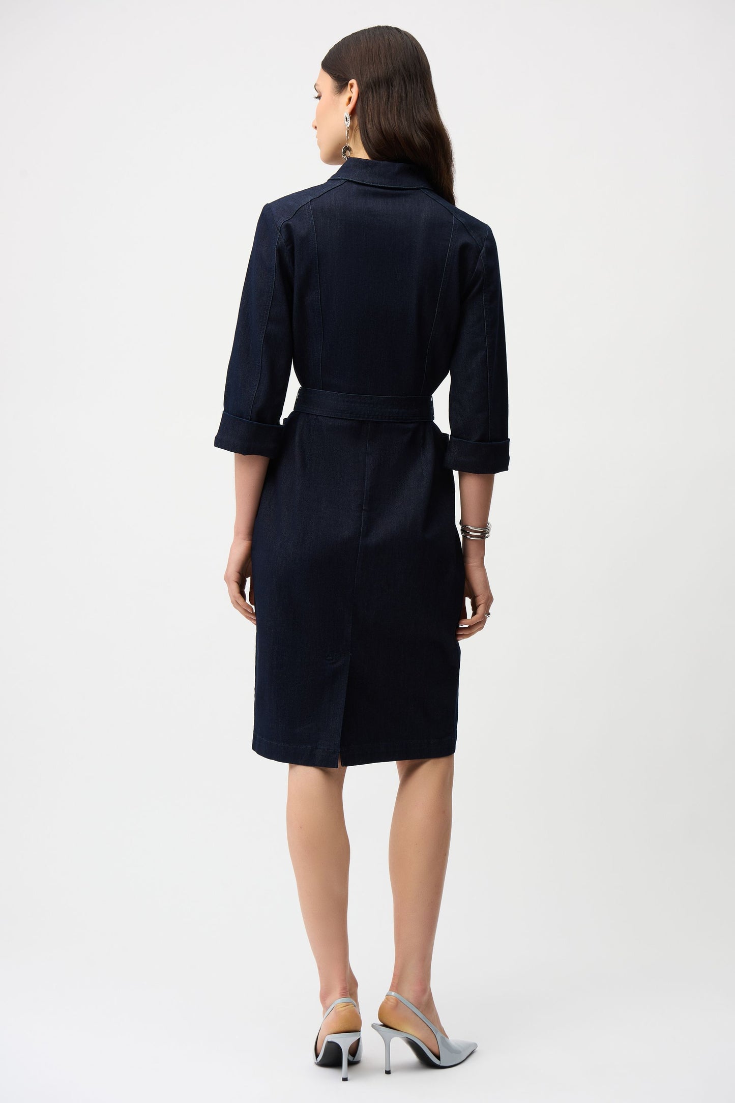 Effortless Belted Denim Dress in Dark Denim Blue by Joseph Ribkoff