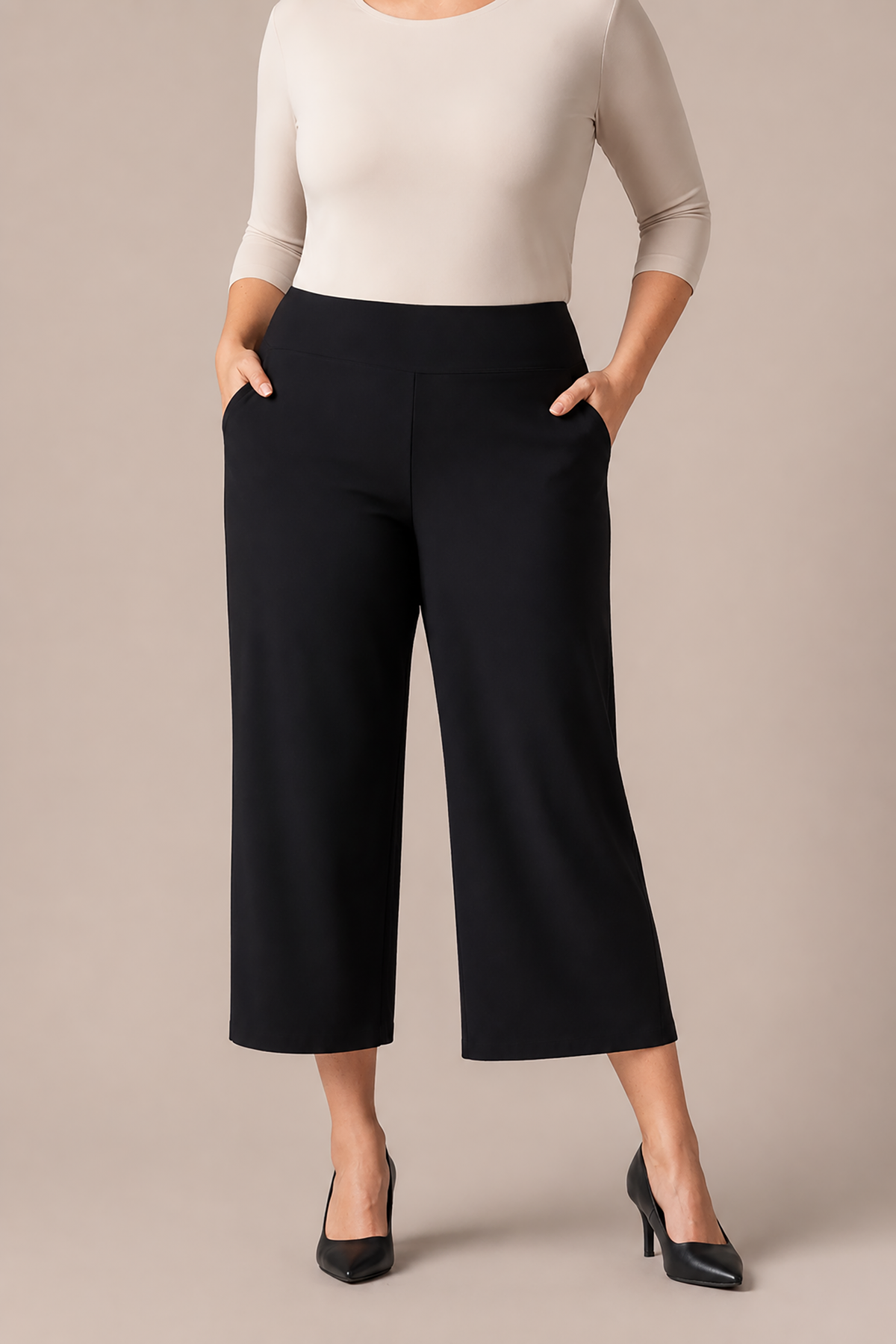 Soffio Crepe Easy Wide Leg Pant in Black by Sympli