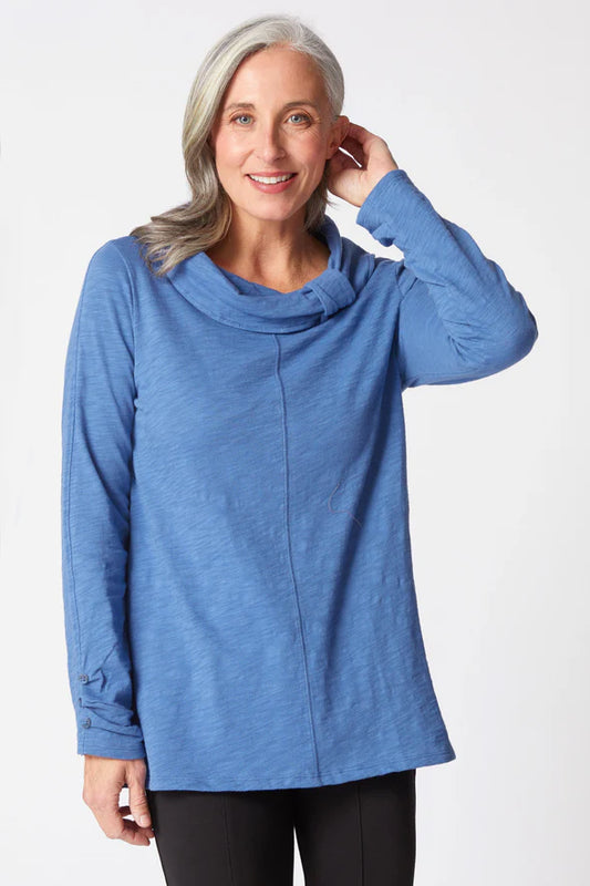 Women's Cowl Neck Tunic in Oxford Blue by Habitat