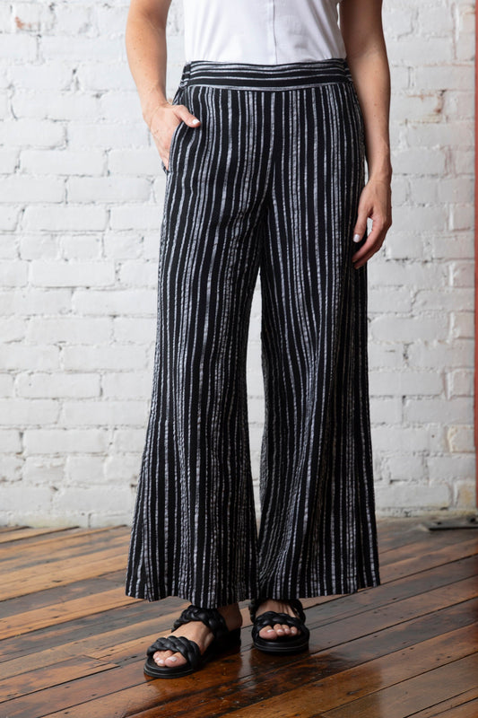 Striped Ankle Pant in Black - Olivia by Habitat Clothing
